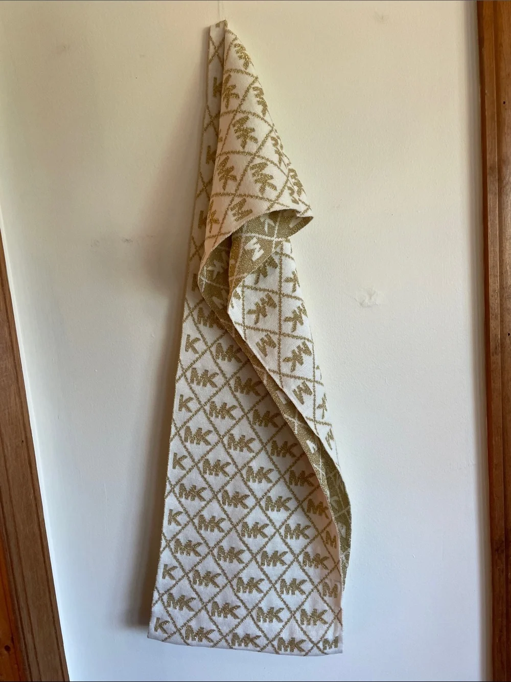 MICHAEL Michael Kors Cream and Gold Logo Infinity Loop Scarf
